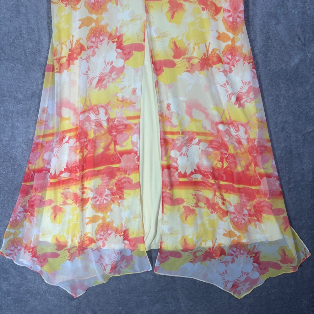 Lane Bryant Womens 18 Floral Handkerchief Hem Maxi Dress Orange Yellow Tassels - Picture 6 of 15